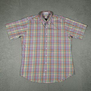 Peter Millar Shirt Mens Large Gingham Plaid Casual‎ Preppy Cotton Button Down